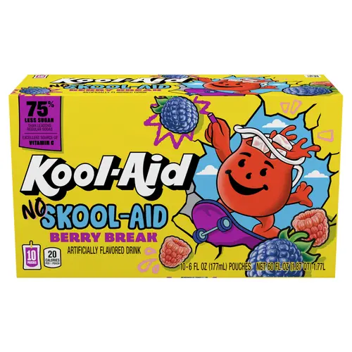 Kool-Aid No Skool-Aid Berry Break Artificially Flavored Drink, 10 ct Box, 6 oz Pouches