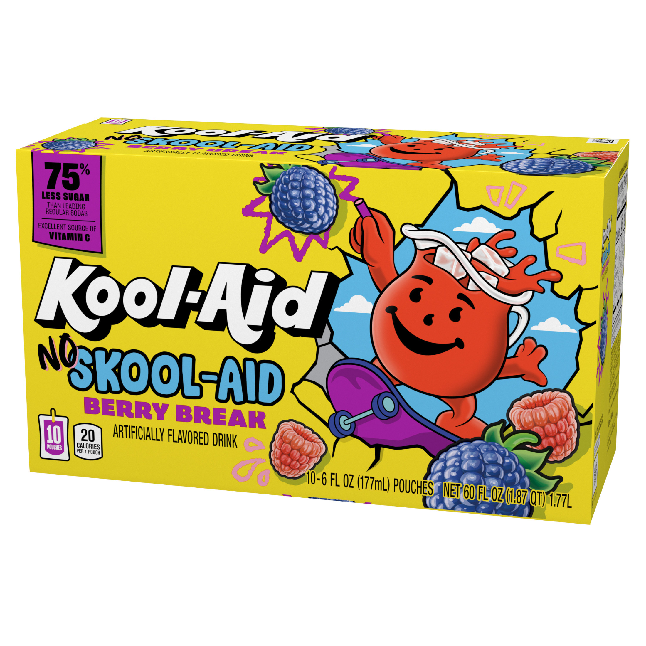Kool-Aid No Skool-Aid Berry Break Artificially Flavored Drink, 10 ct Box, 6 oz Pouches thumbnail 4