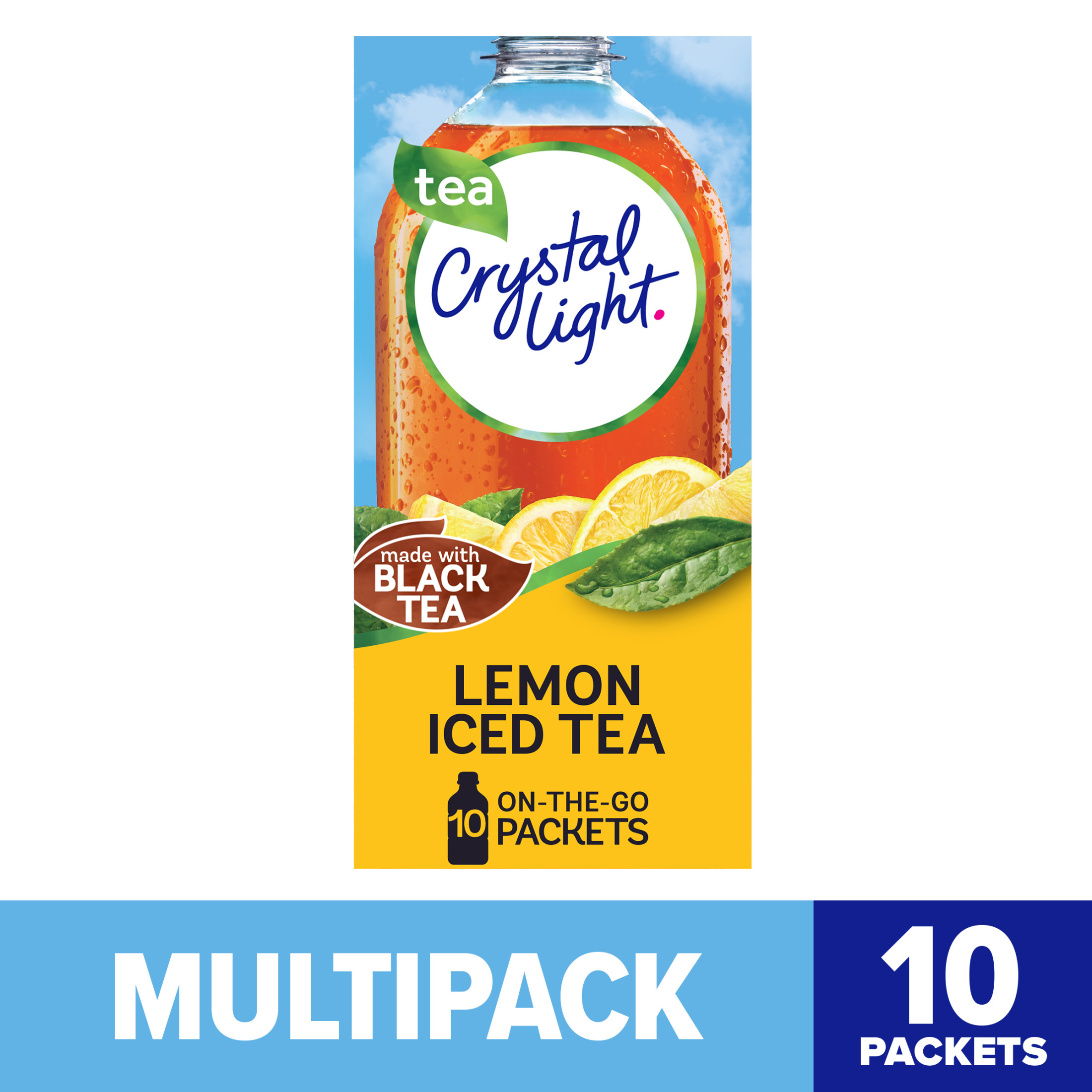 Crystal Light Lemon Iced Tea Sugar Free Drink Mix Singles, 10 ct On-the-Go-Packets