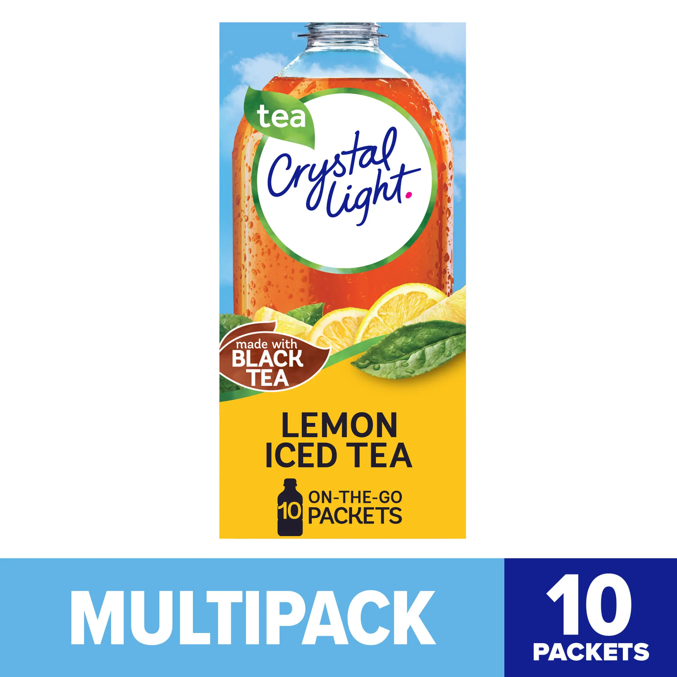 Crystal Light Lemon Iced Tea Sugar Free Drink Mix Singles, 10 ct On-the-Go-Packets