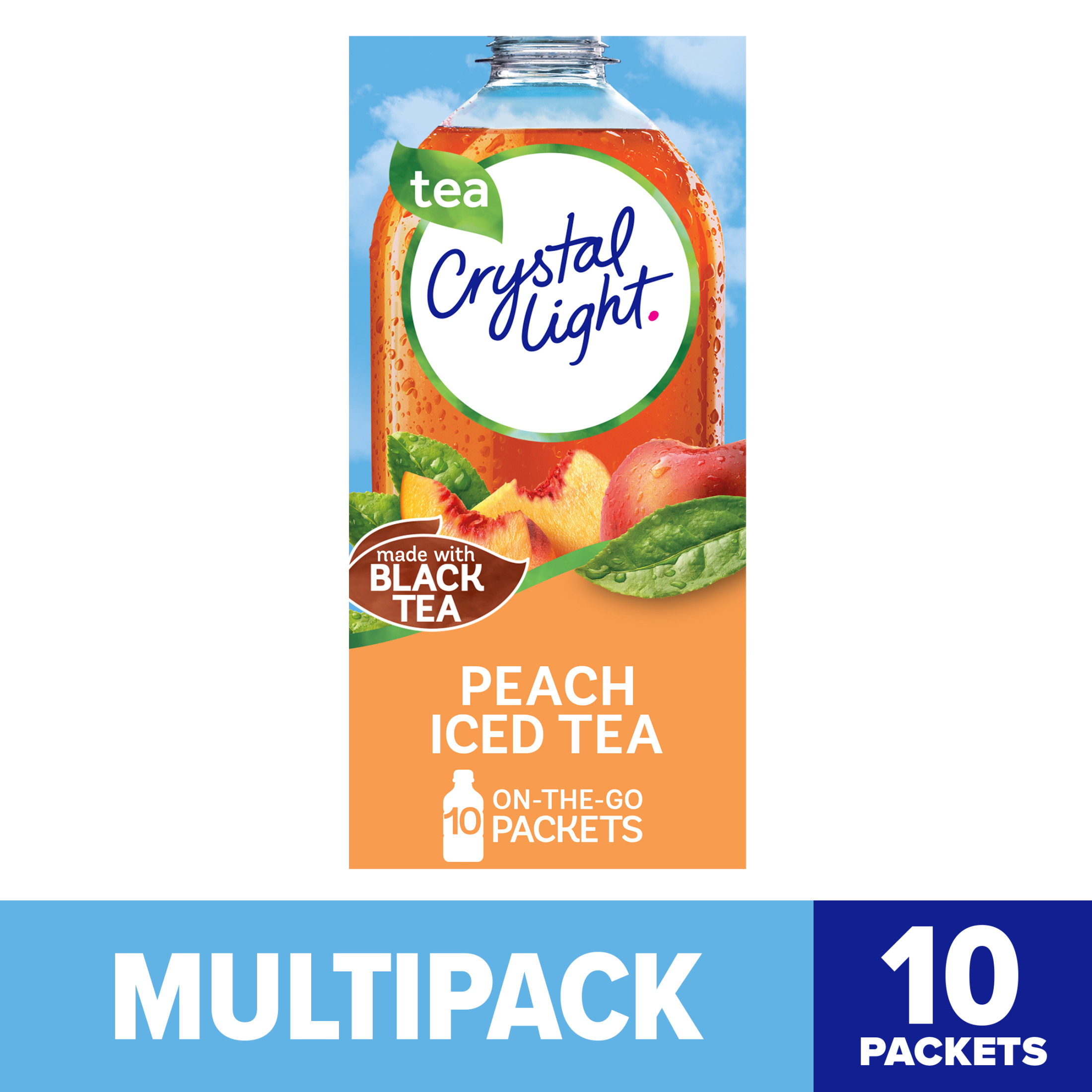 Crystal Light Peach Iced Tea Sugar Free Drink Mix Singles, 10 ct On-the-Go-Packets