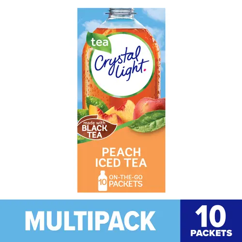 Crystal Light Peach Iced Tea Sugar Free Drink Mix Singles, 10 ct On-the-Go-Packets