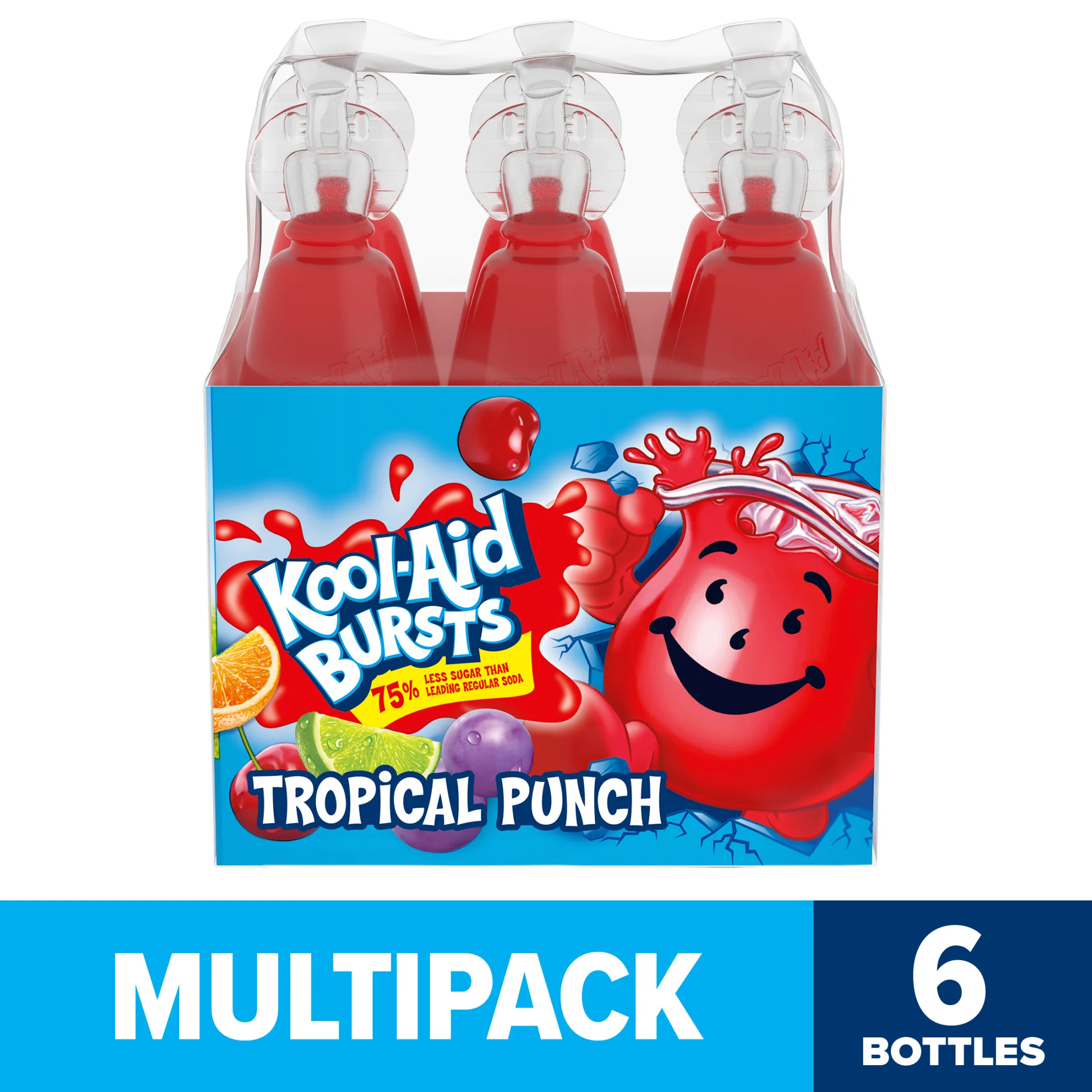 Kool Aid Bursts Tropical Punch Kids Drink, 6 ct Pack, 6.75 fl oz Bottles