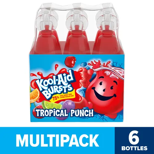 Kool Aid Bursts Tropical Punch Kids Drink, 6 ct Pack, 6.75 fl oz Bottles
