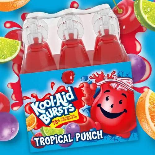 Kool Aid Bursts Tropical Punch Kids Drink, 6 ct Pack, 6.75 fl oz Bottles thumbnail 3