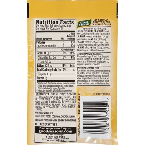 Good Seasons Italian Dressing & Recipe Seasoning Mix, 0.7 oz Packet thumbnail 2