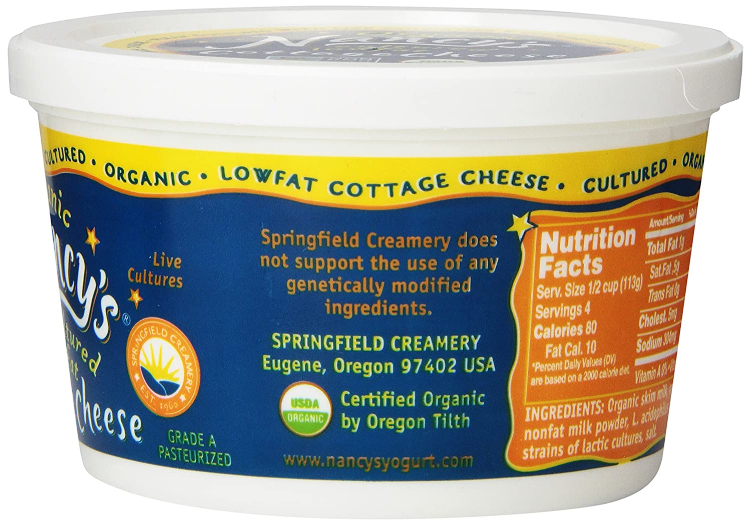 Nancy's Probiotic Foods, Organic Probiotic Low-Fat Cottage Cheese Tub, 2% Milk Fat, 14 g Protein, 16 oz thumbnail 2