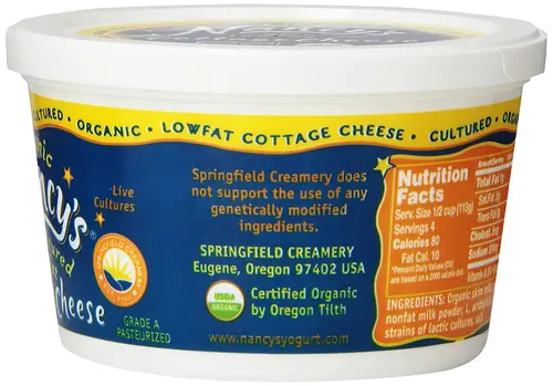 Nancy's Probiotic Foods, Organic Probiotic Low-Fat Cottage Cheese Tub, 2% Milk Fat, 14 g Protein, 16 oz thumbnail 2