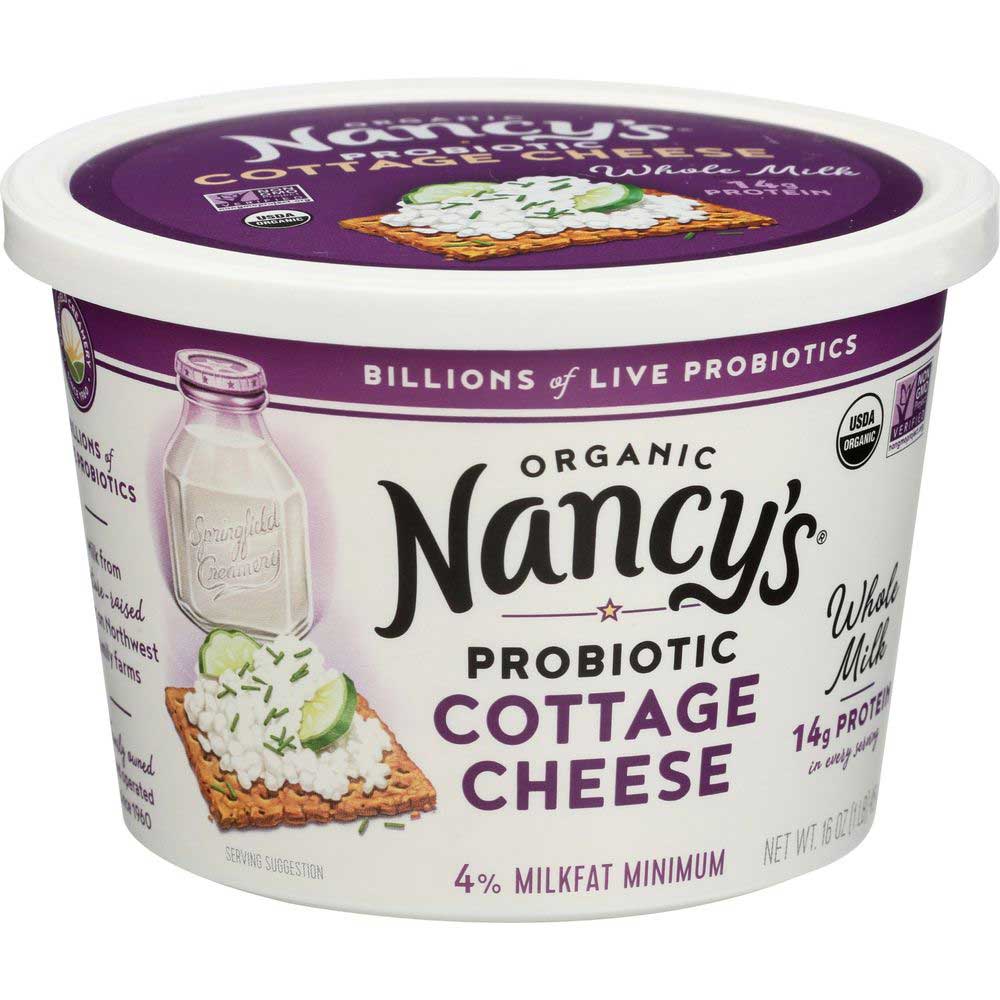 Nancys Organic Probiotic Whole Milk Cottage Cheese Tub, 4% Milk Fat, 14 g Protein, 16 oz tub thumbnail 2