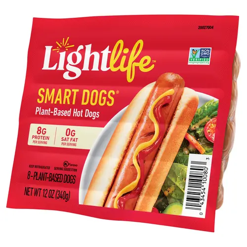 LightLife, Smart Dogs, Plant Based Hot Dogs, 12 oz Plastic Wrapper, 8 Count thumbnail 4