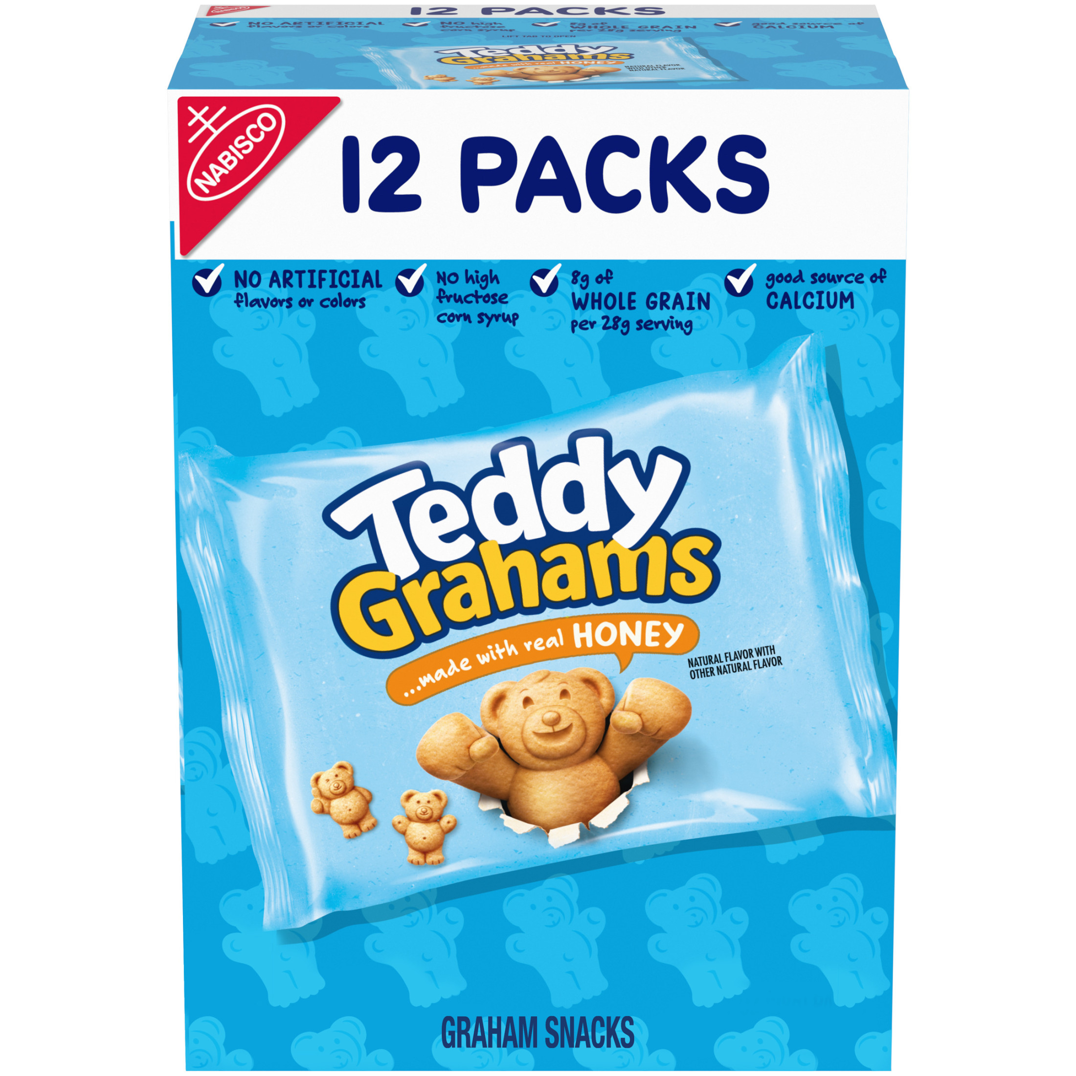 TEDDY GRAHAMS Honey Graham Snacks, 12 Kids Snack Packs