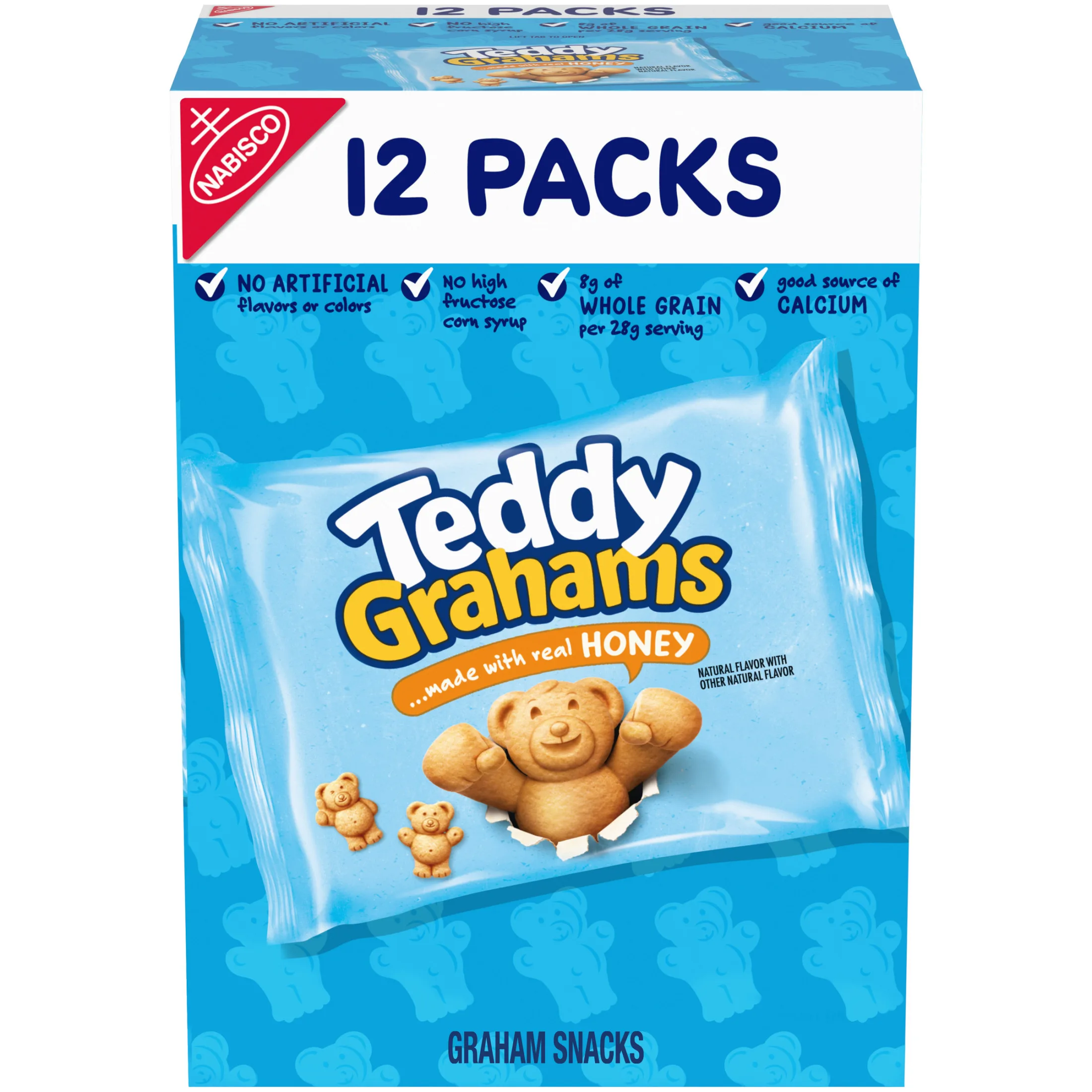TEDDY GRAHAMS Honey Graham Snacks, 12 Kids Snack Packs