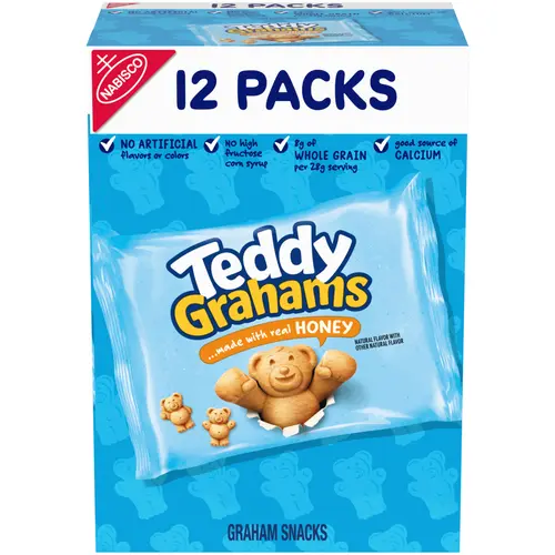 TEDDY GRAHAMS Honey Graham Snacks, 12 Kids Snack Packs