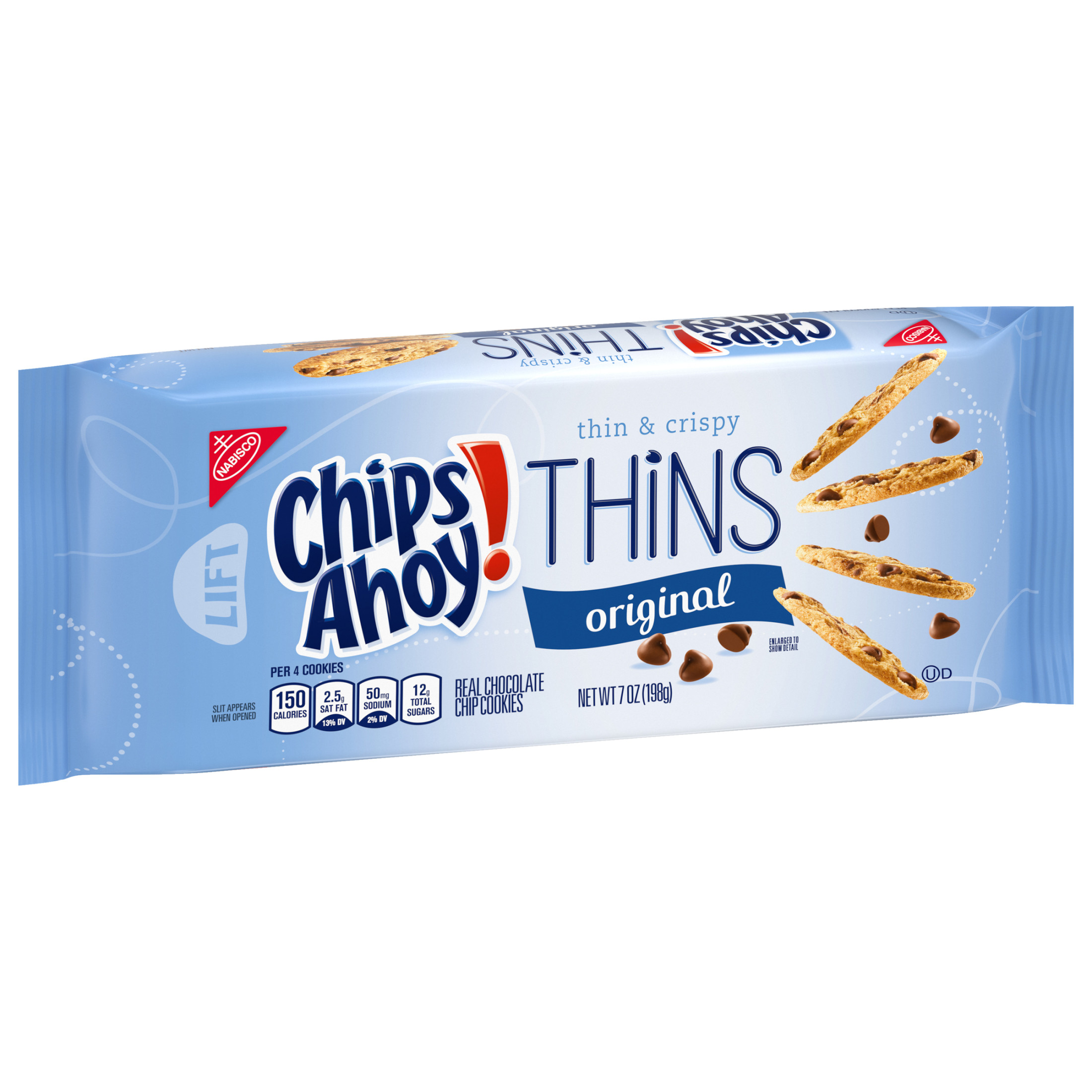 CHIPS AHOY! Thins Original Chocolate Chip Cookies, 7 oz thumbnail 2