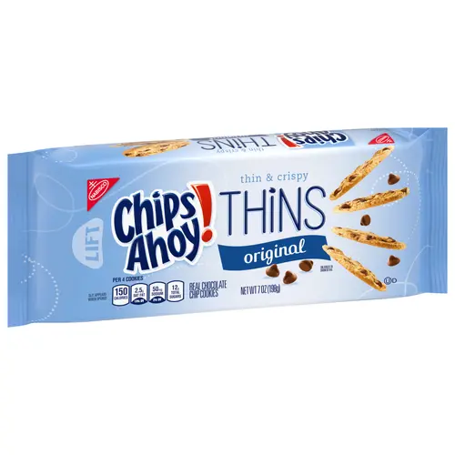 CHIPS AHOY! Thins Original Chocolate Chip Cookies, 7 oz thumbnail 2