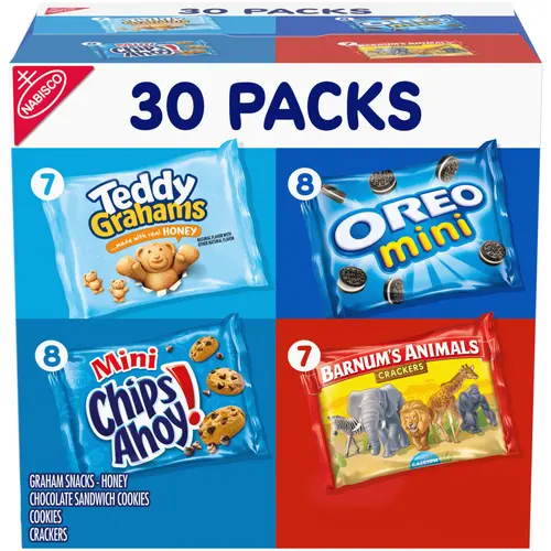 Nabisco Team Favorites Variety Pack, OREO, CHIPS AHOY!, Teddy Grahams & Barnum's, 30 Snack Packs