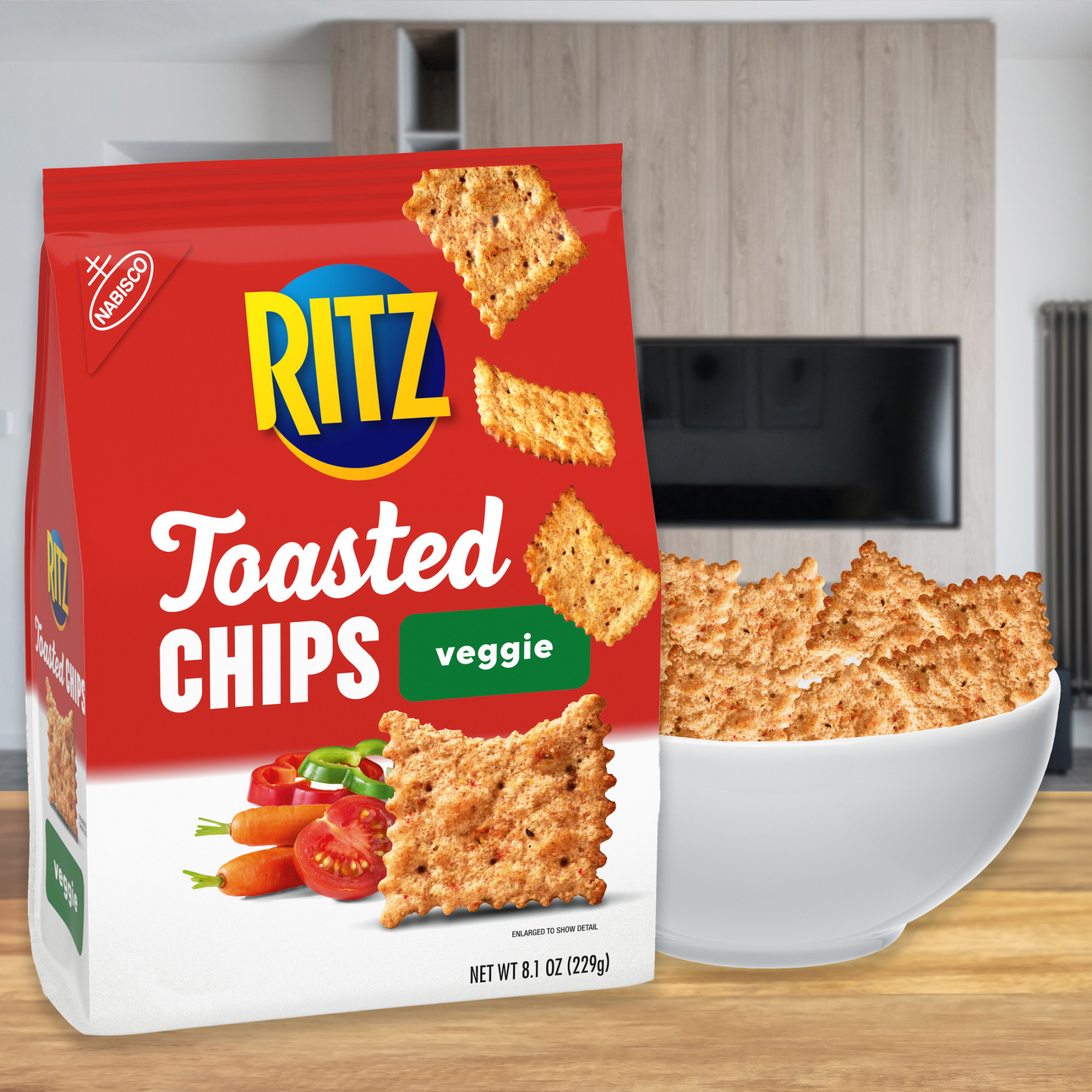 RITZ Toasted Chips Veggie Crackers, Party Snacks, 8.1 oz thumbnail 4