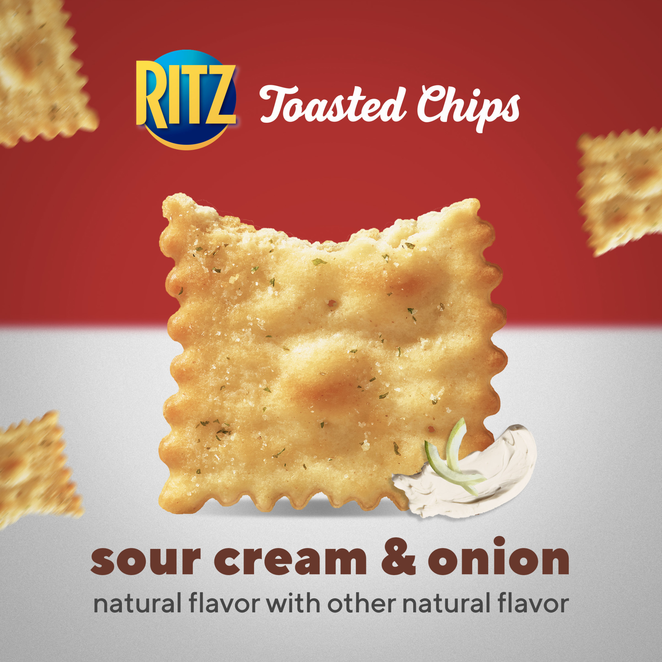RITZ Toasted Chips Sour Cream and Onion Crackers, Party Snacks, Family Size, 11.4 oz thumbnail 3