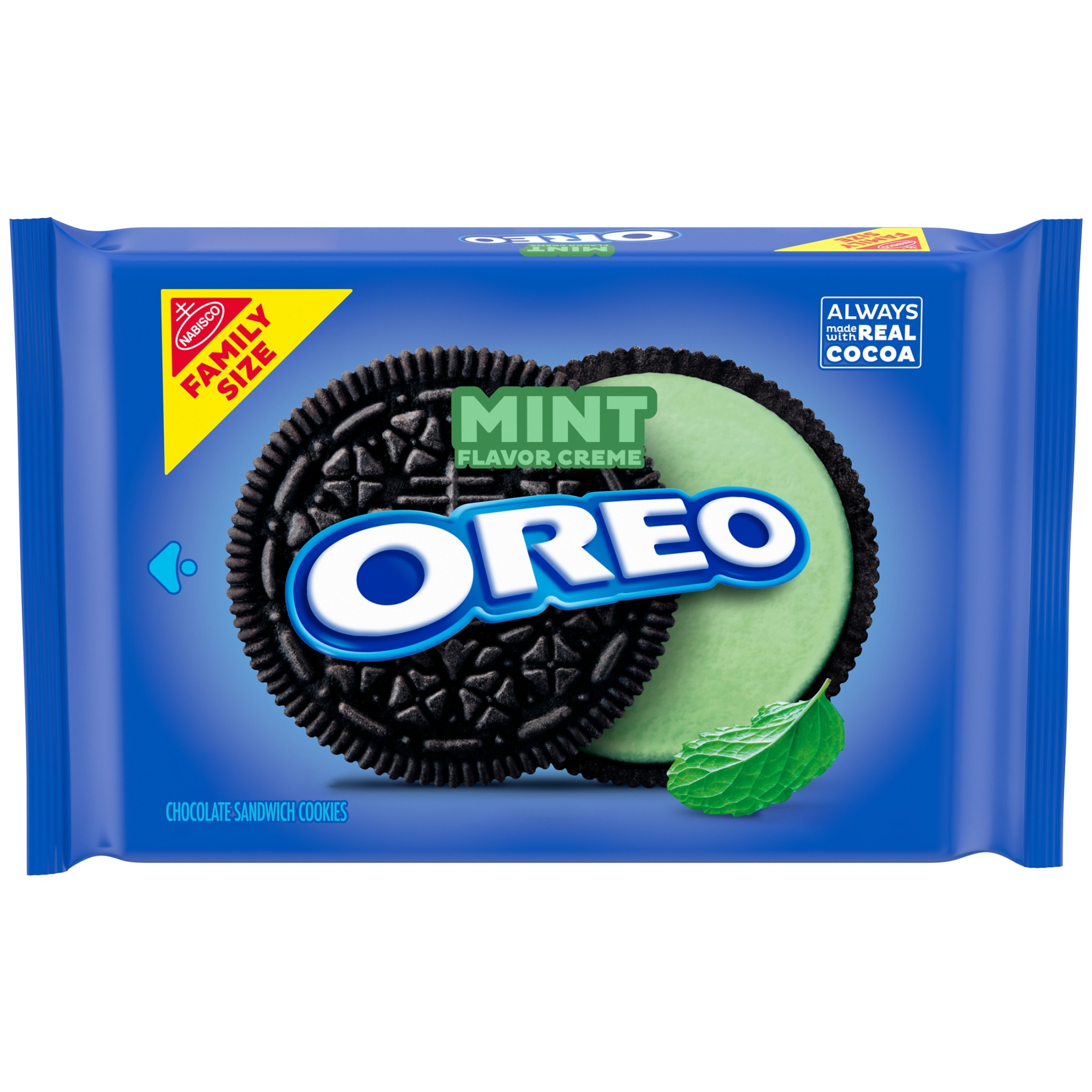 OREO Mint Creme Chocolate Sandwich Cookies, Family Size, 18.71 oz