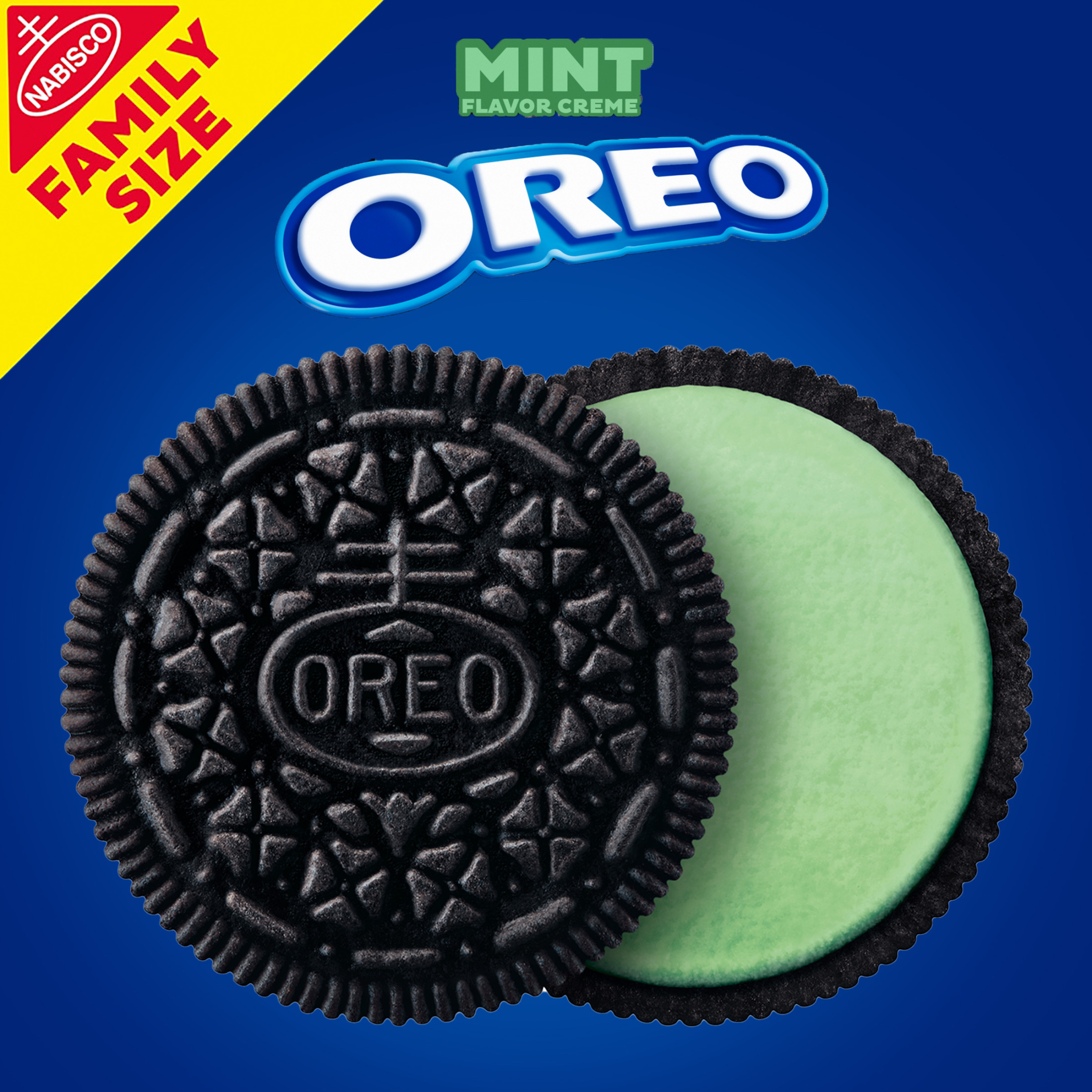 OREO Mint Creme Chocolate Sandwich Cookies, Family Size, 18.71 oz thumbnail 3