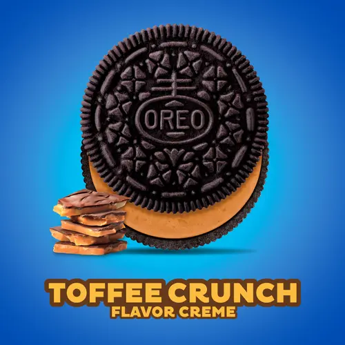 OREO Toffee Crunch Creme with Sugar Crystals Chocolate Sandwich Cookies, Family Size, 17 oz thumbnail 3