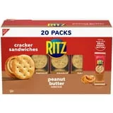 RITZ Peanut Butter Sandwich Crackers, Lunch Snacks, 20 Snack Packs (6 Crackers Per Pack)