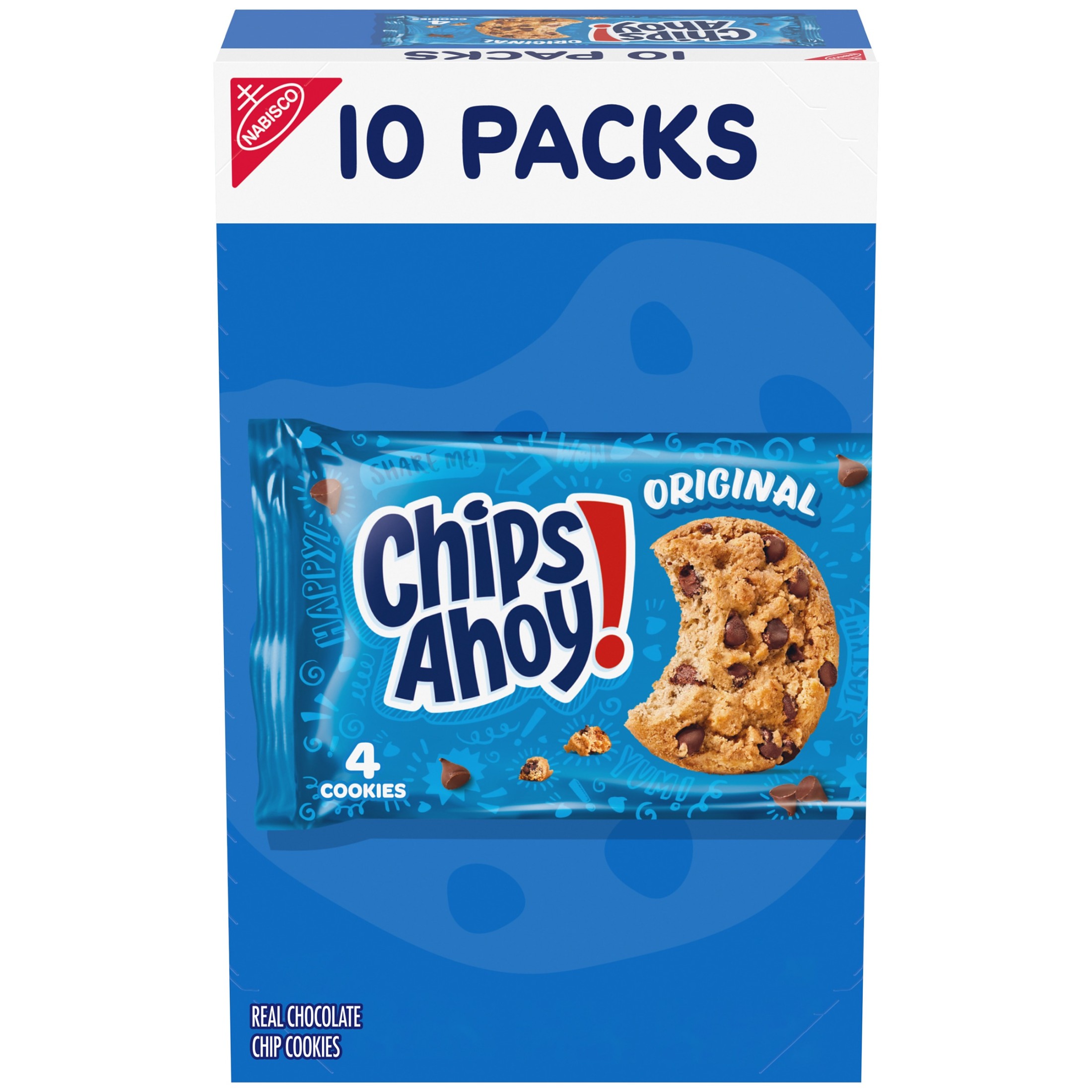 CHIPS AHOY! Original Chocolate Chip Cookies, 10 Snack Packs (4 Cookies Per Pack)