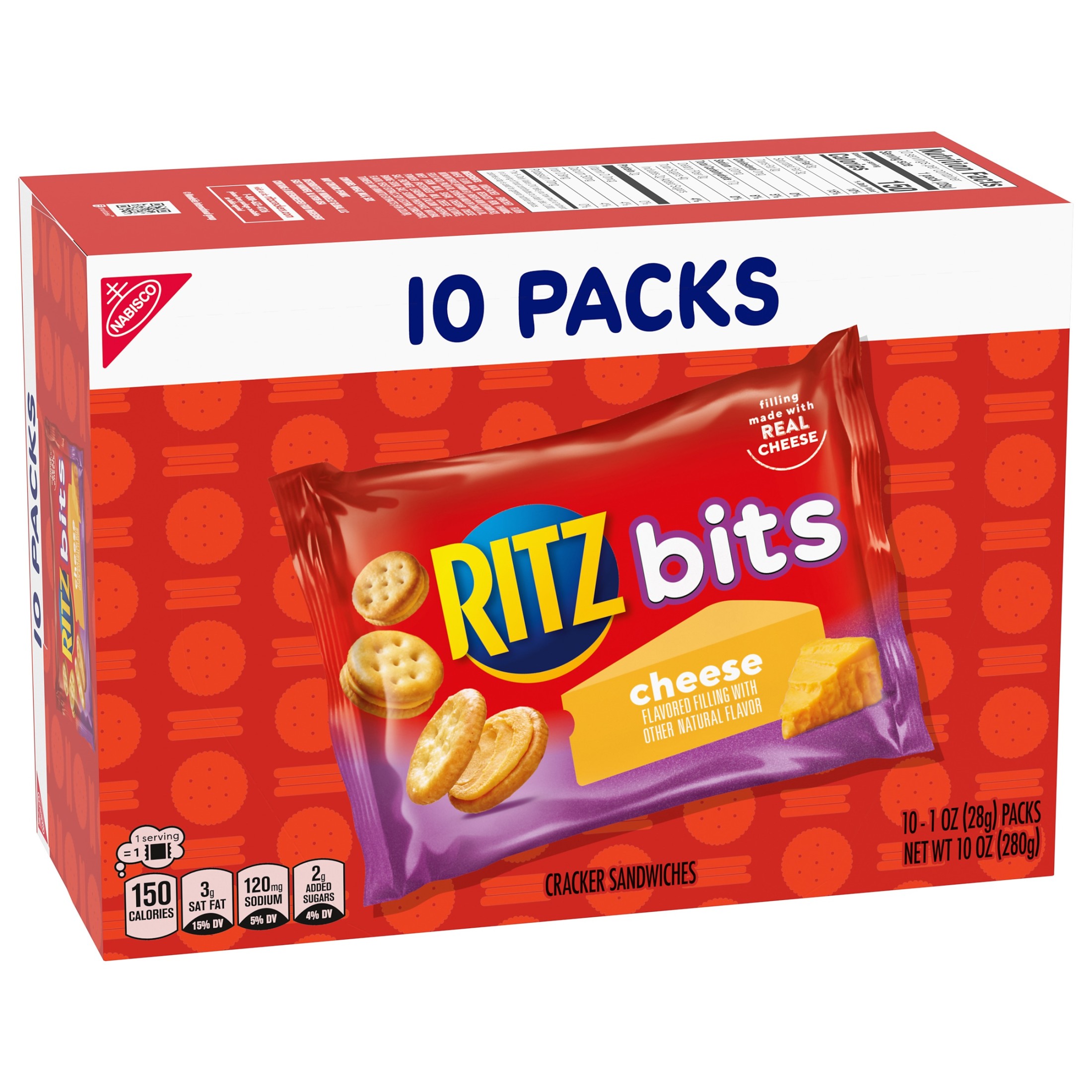 RITZ Bits Cheese Sandwich Crackers, Lunch Snacks, 10 Snack Packs thumbnail 3