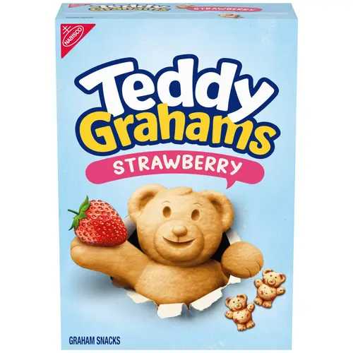 TEDDY GRAHAMS Strawberry Flavor Graham Snacks, Kids Snacks, 10 oz