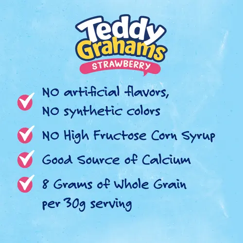 TEDDY GRAHAMS Strawberry Flavor Graham Snacks, Kids Snacks, 10 oz thumbnail 4