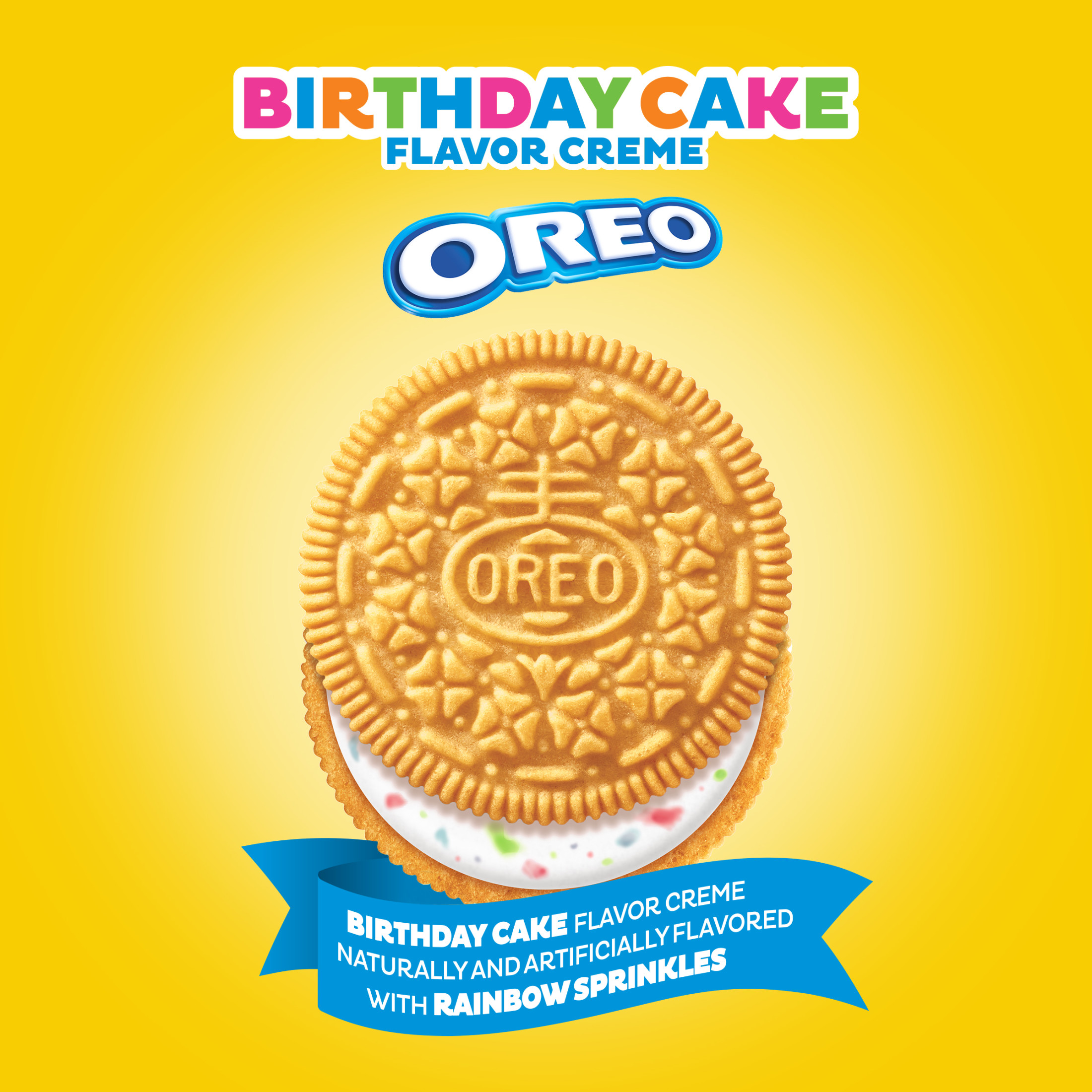 OREO Golden Birthday Cake Creme Sandwich Cookies, Limited Edition, 10.68 oz thumbnail 2