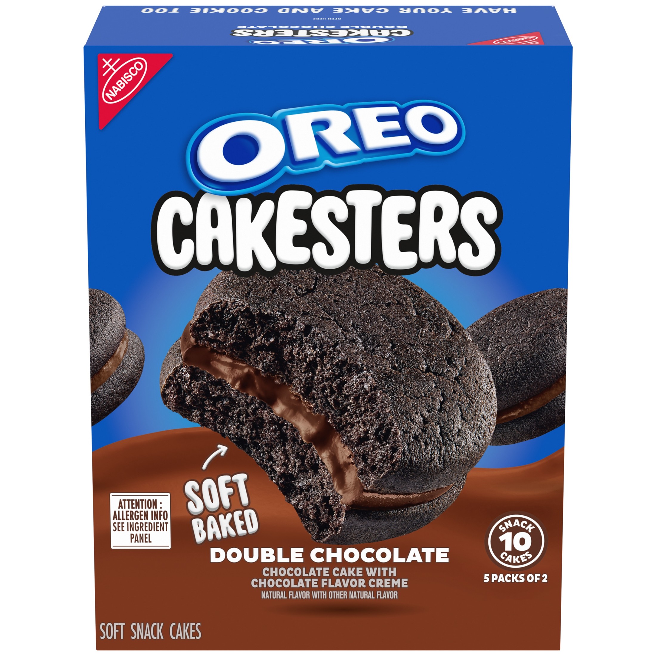 OREO Cakesters Double Chocolate Soft Snack Cakes, 5 - 2.02 oz Snack Packs
