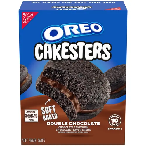 OREO Cakesters Double Chocolate Soft Snack Cakes, 5 - 2.02 oz Snack Packs