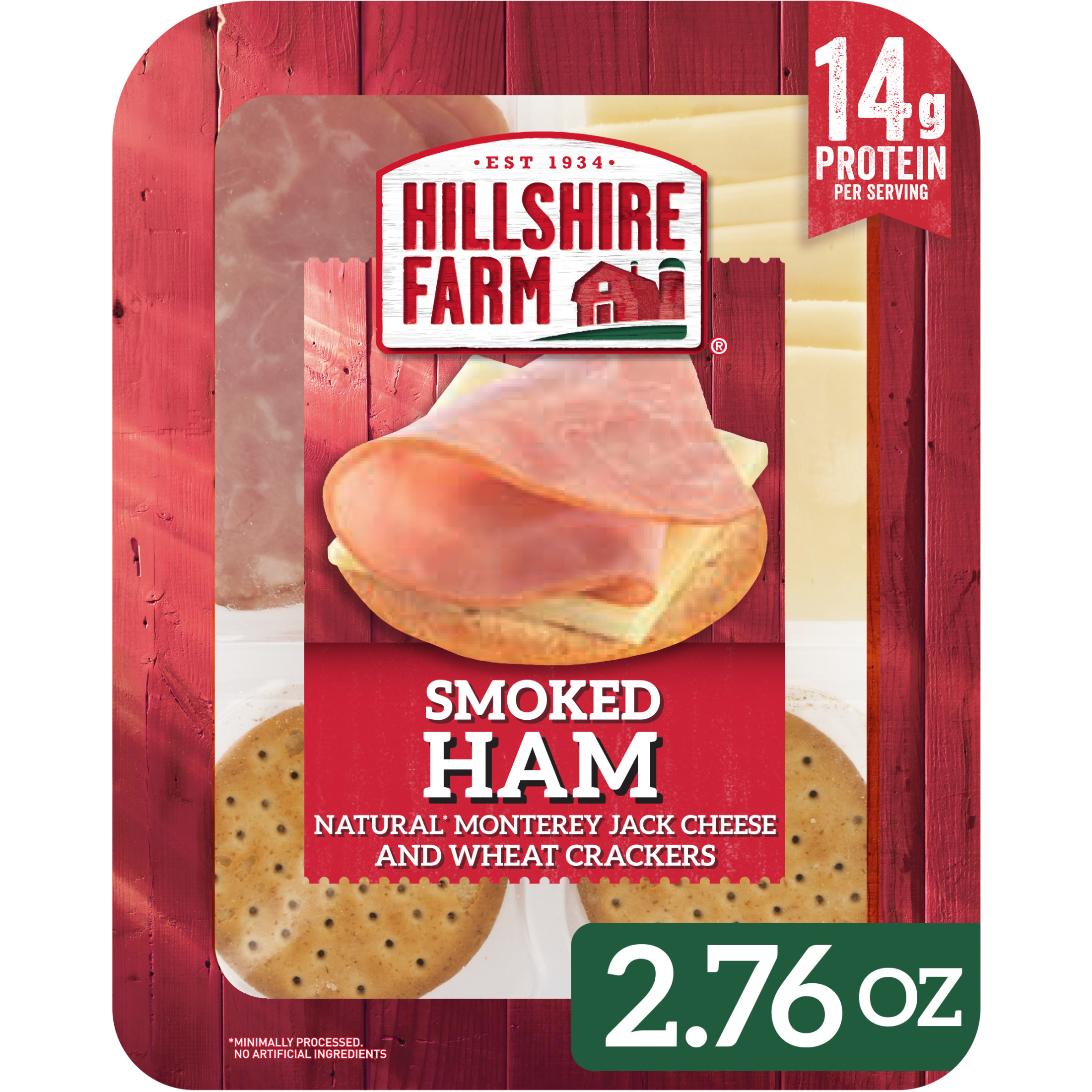 Hillshire Farm Protein Snack Pack, Smoked Ham, Monterey Jack Cheese, Wheat Crackers, 2.76 oz