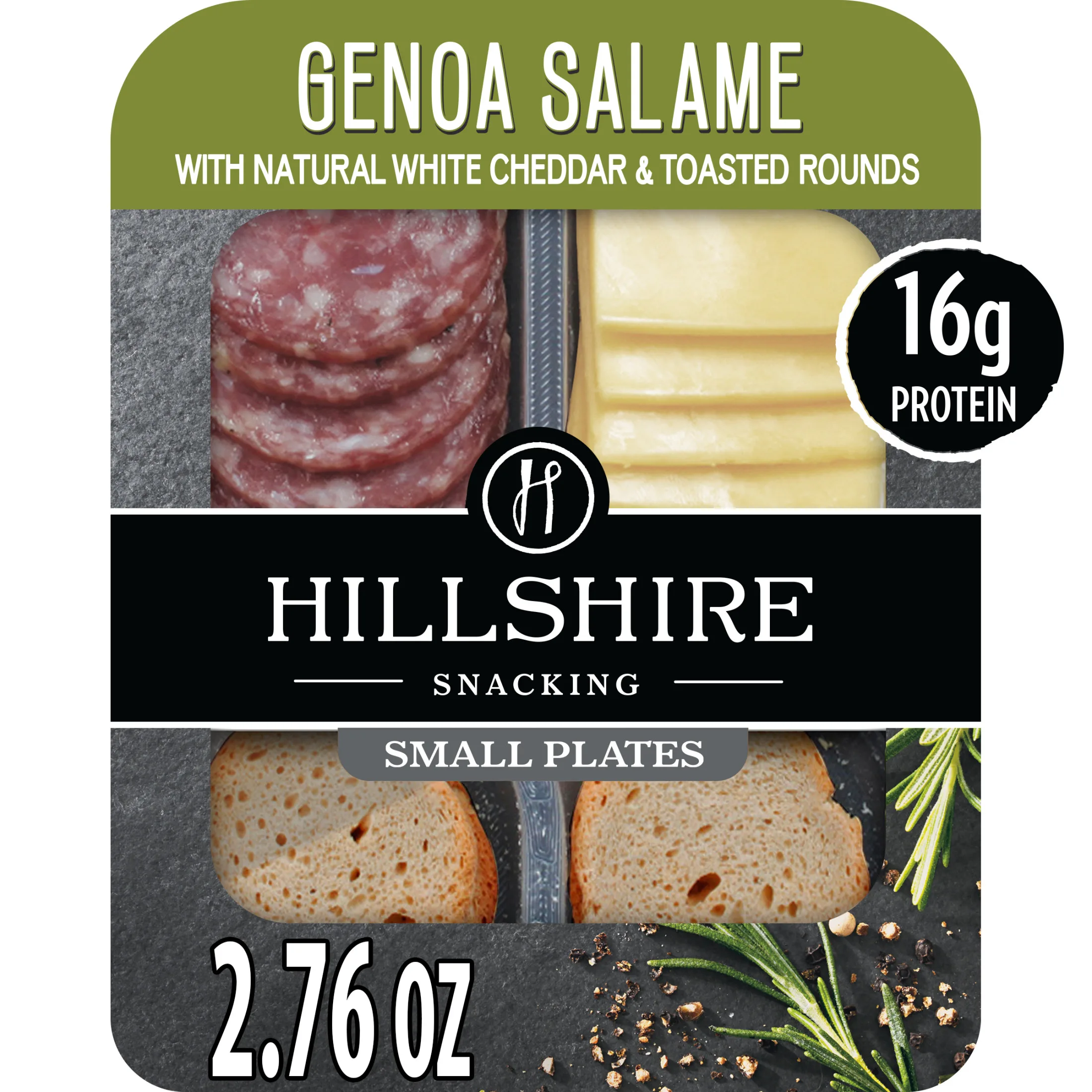 Hillshire Snacking Genoa Salami, White Cheddar Cheese, Toasted Rounds Meat Snack Kit, 2.76 oz