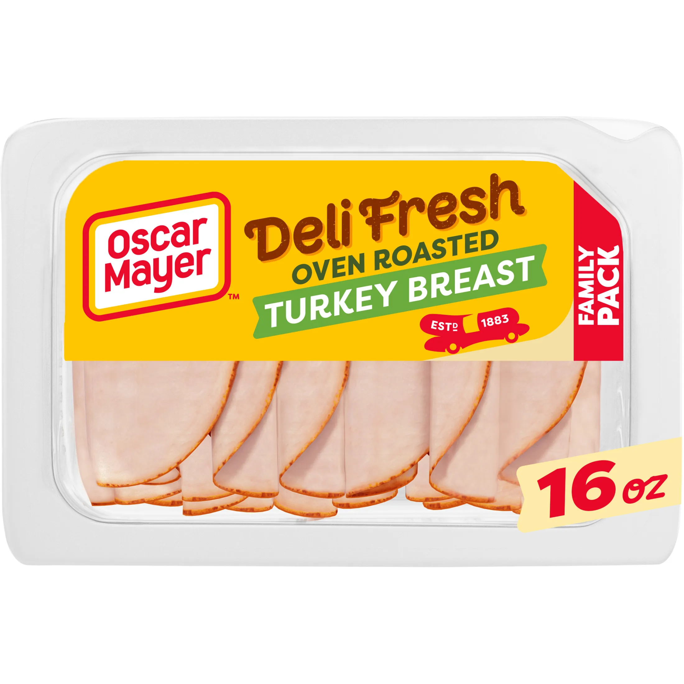 Oscar Mayer Deli Fresh Oven Roasted Sliced Turkey Breast Deli Lunch Meat Family Size, 16 Oz Package