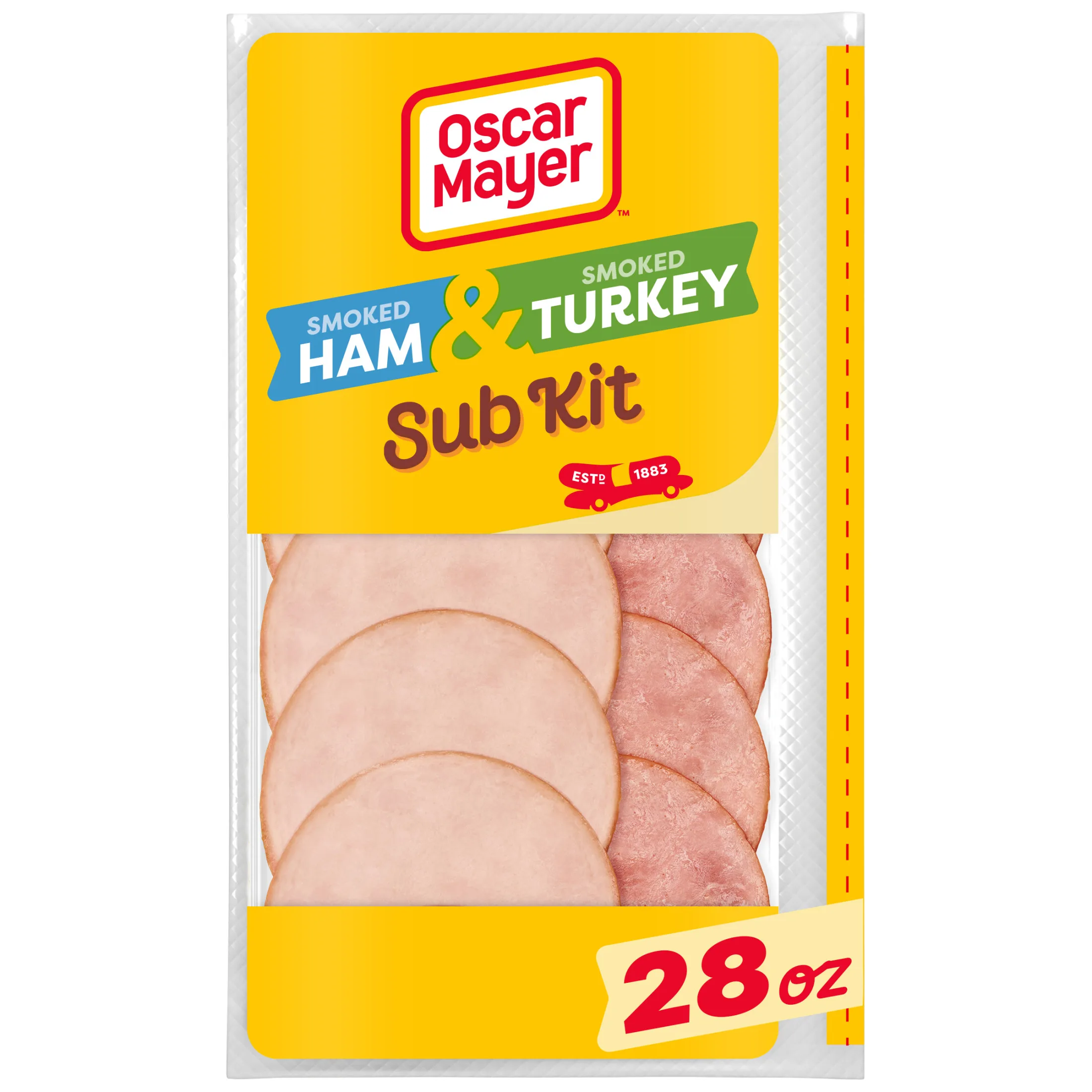 Oscar Mayer Sub Kit with Extra Lean Smoked Ham & Extra Lean Smoked Turkey Breast Sliced Deli Lunch Meat, 28 Oz Package