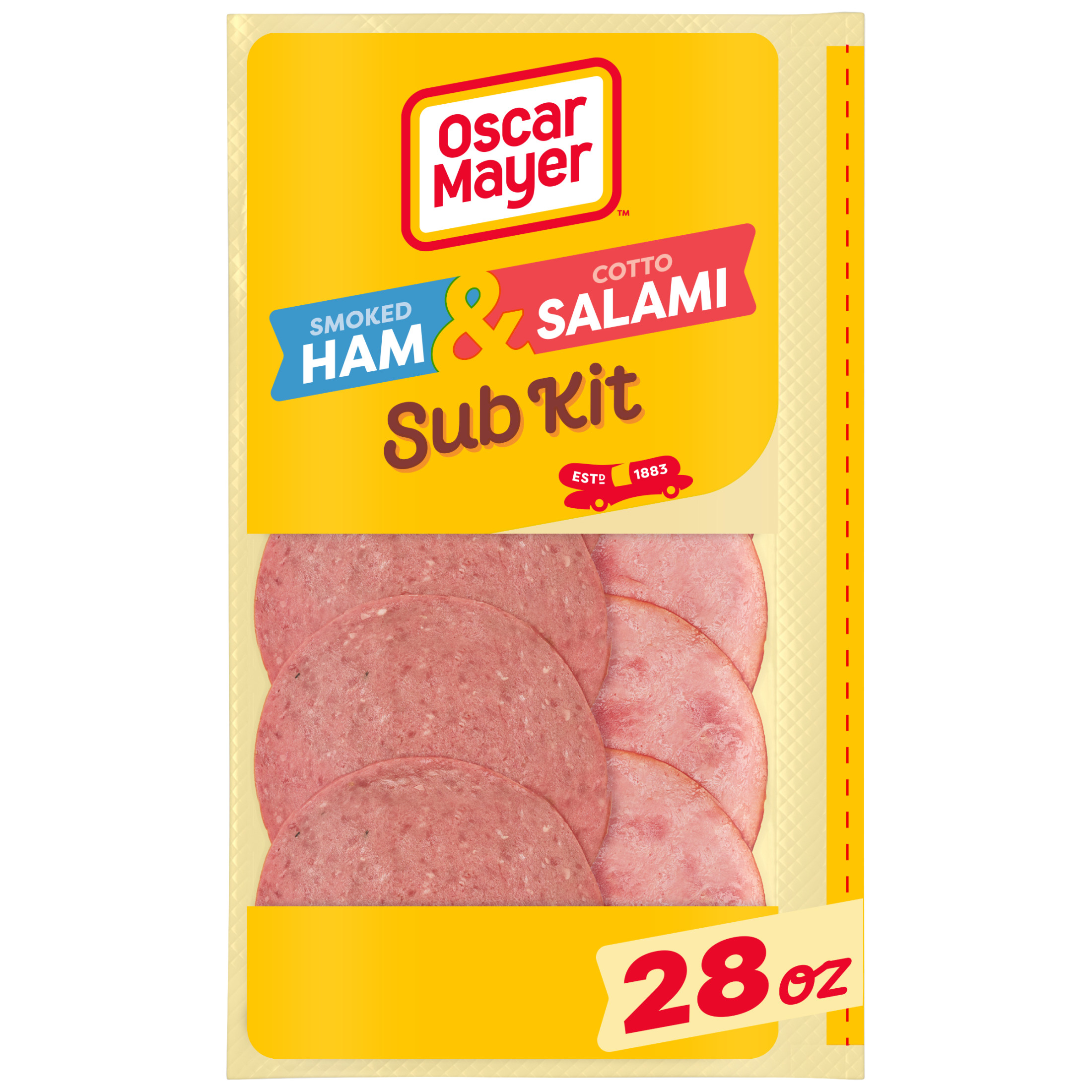 Oscar Mayer Sub Kit with Smoked Ham and Water Product & Cotto Salami Sliced Deli Lunch Meat, 28 Oz Pack