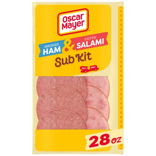 Oscar Mayer Sub Kit with Smoked Ham and Water Product & Cotto Salami Sliced Deli Lunch Meat, 28 Oz Pack