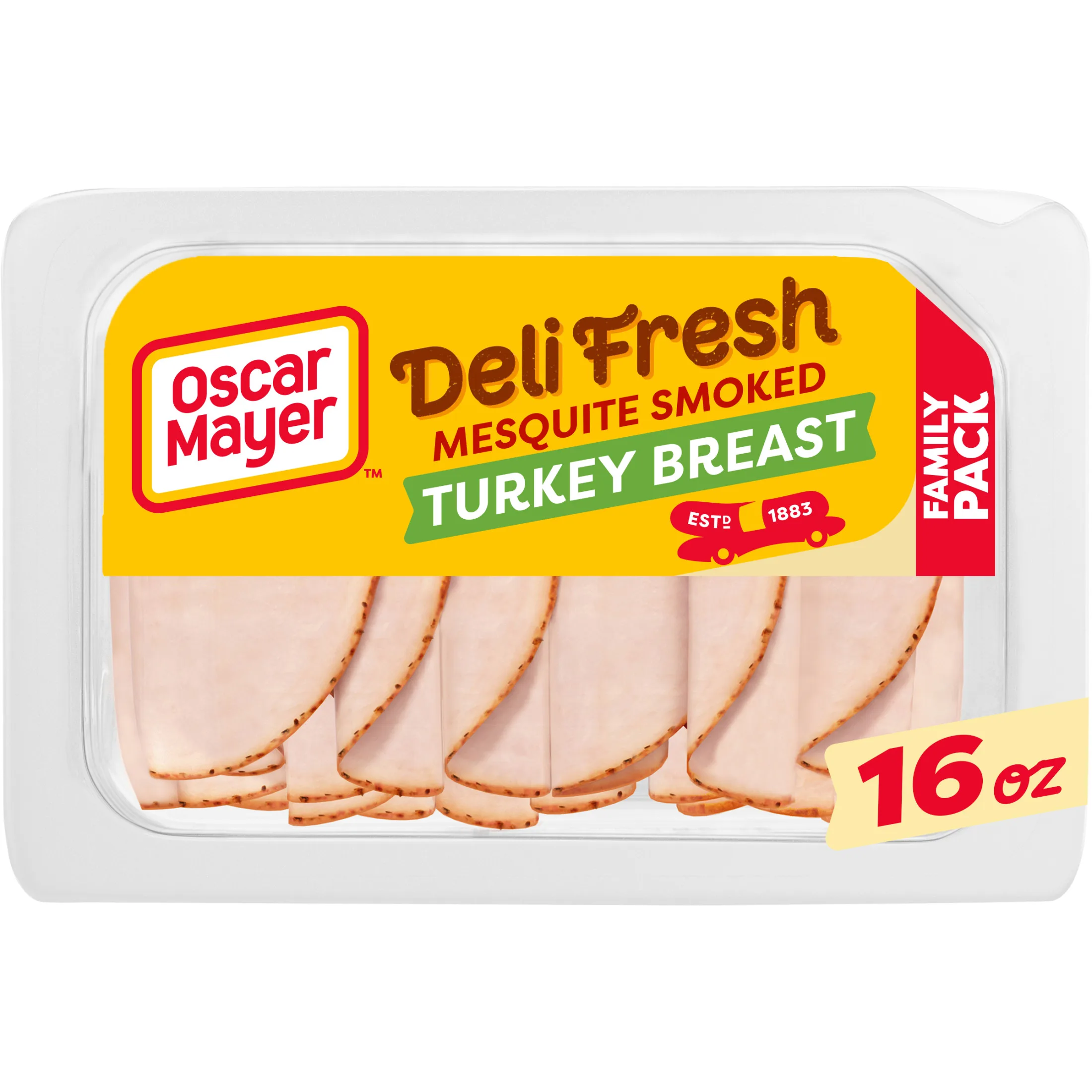 Oscar Mayer Deli Fresh Mesquite Smoked Sliced Turkey Breast Deli Lunch Meat Family Size, 16 oz Package