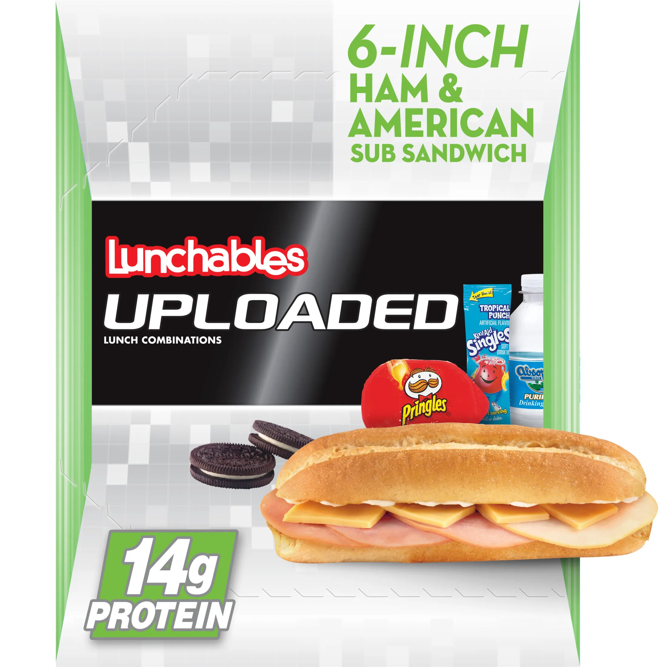 Lunchables Uploaded Ham & American Cheese Sub Sandwich Kids Lunch Meal Kit, 15 oz Box