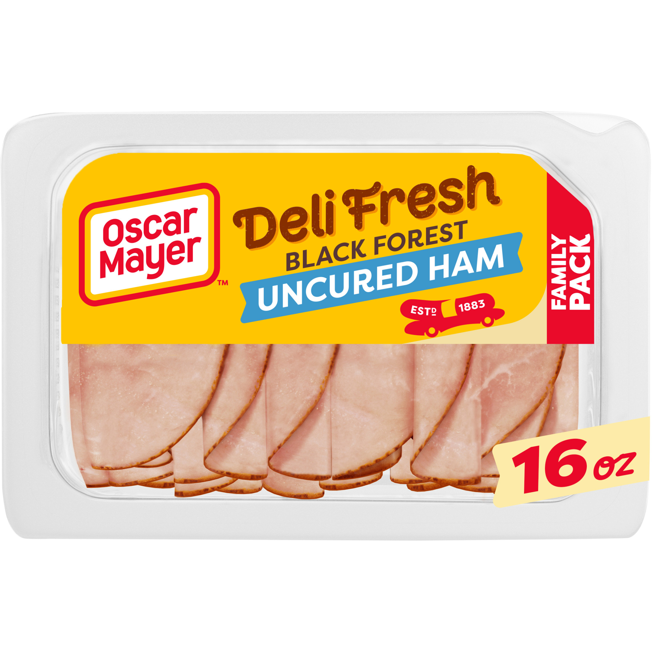 Oscar Mayer Deli Fresh Black Forest Uncured Sliced Ham Deli Lunch Meat Family Size, 16 Oz Package