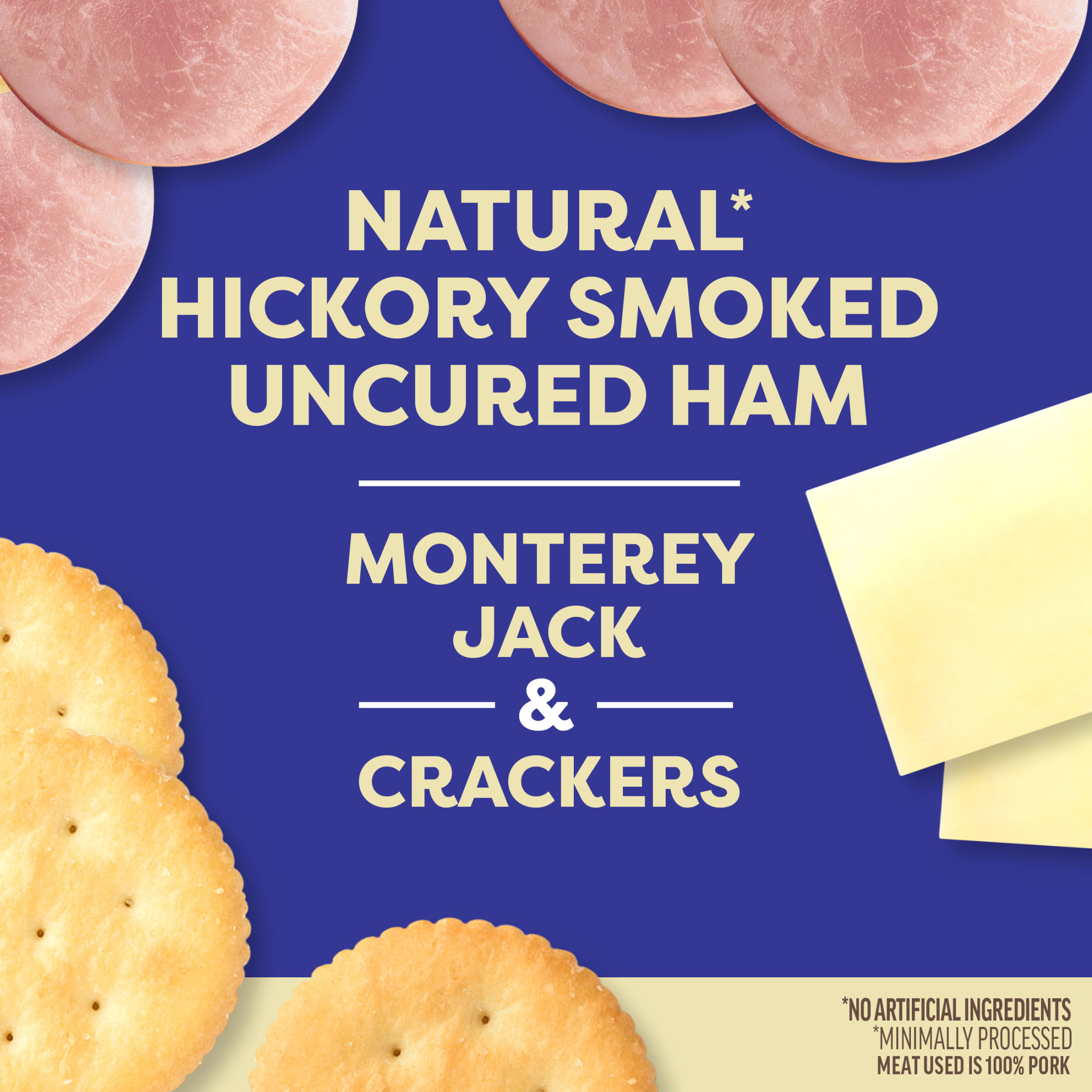 Oscar Mayer Bites Hickory Smoked Uncured Ham, Monterey Jack & Cracker Trio Meat & Cheese Snack Plate, 3.3 oz Tray thumbnail 3