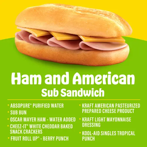 Lunchables Uploaded Ham and American Sub Sandwich Kids Lunch Meal Kit, 15.36 Oz Box thumbnail 3