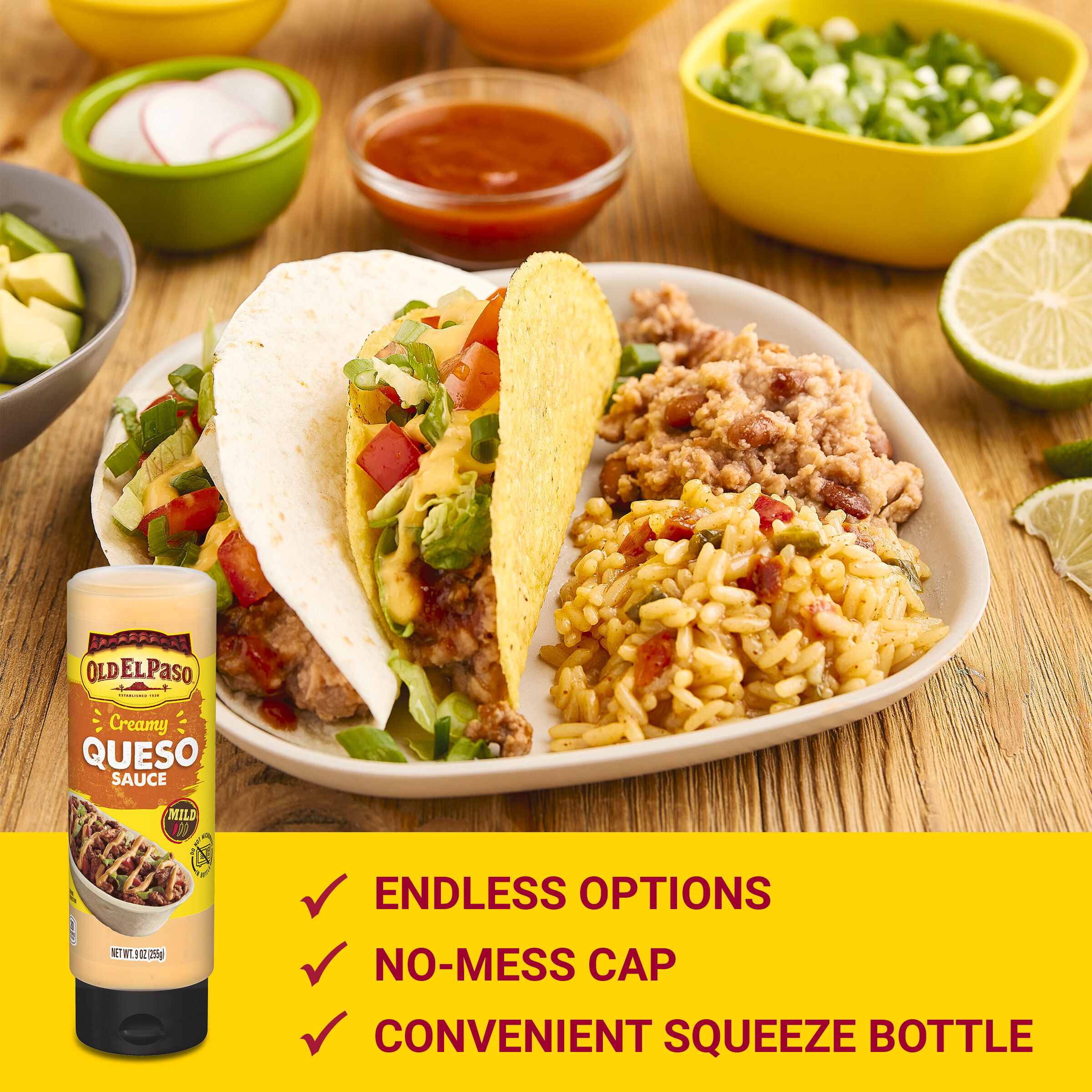 Old El Paso Taco Sauce - Creamy Queso Dip, 9 oz. Squeezable Bottle thumbnail 3