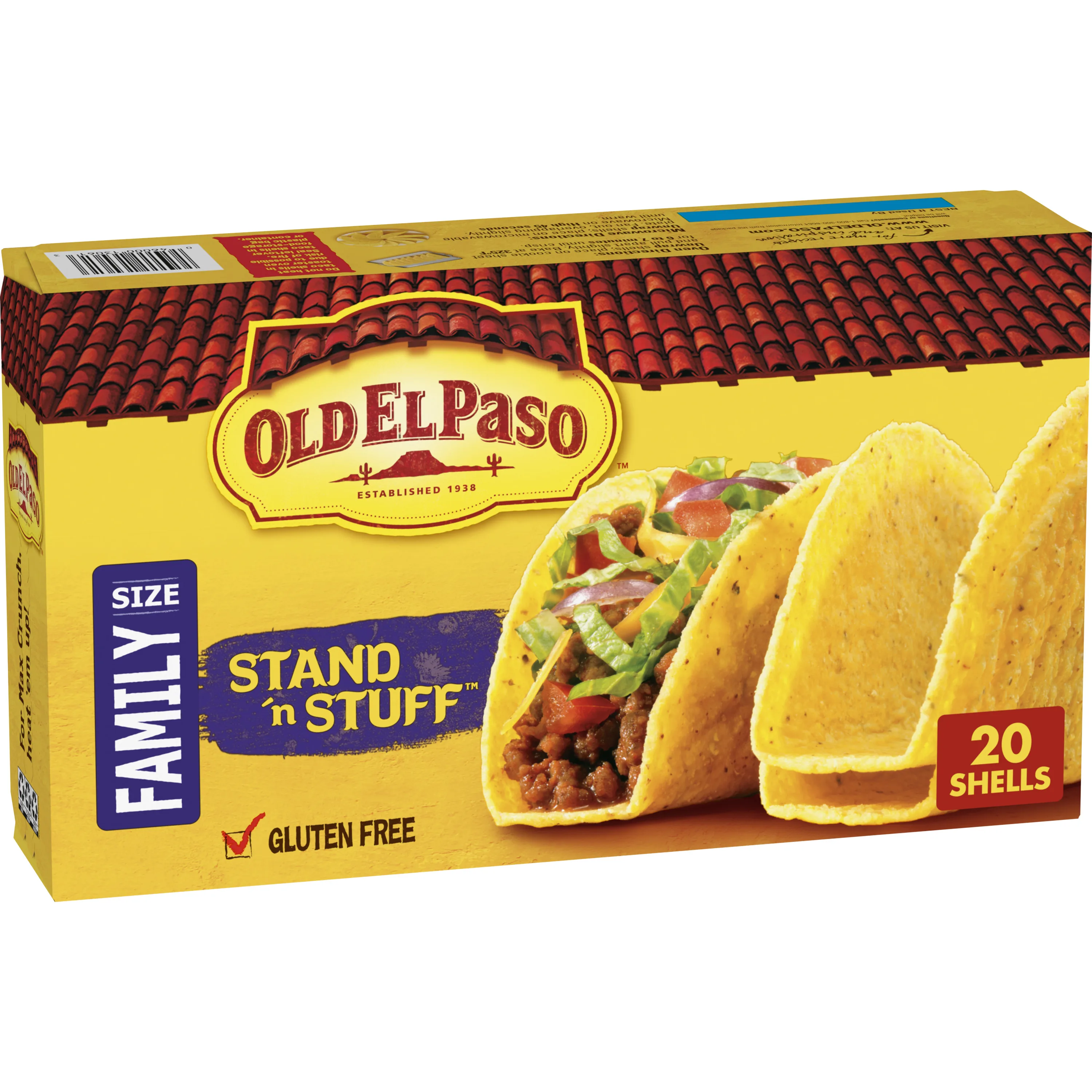 Old El Paso Stand 'N Stuff Taco Shells, Gluten Free, Family Size, 20-count