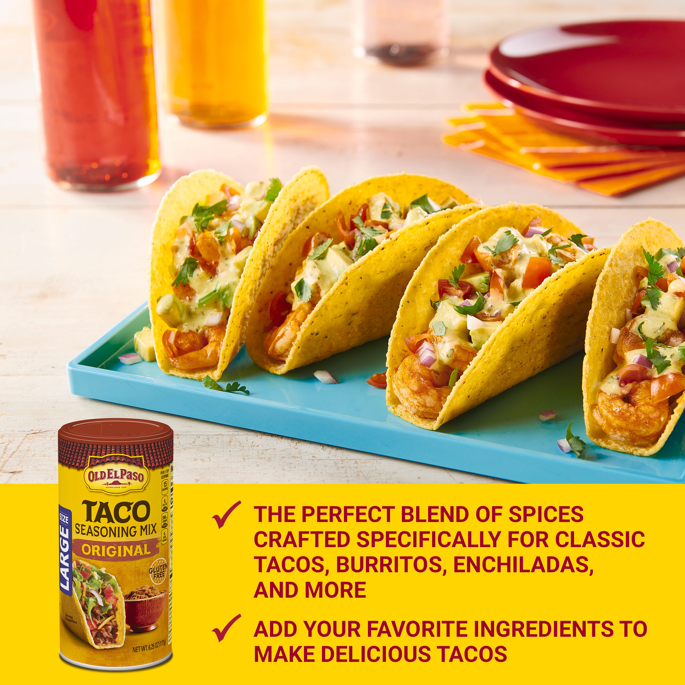 Old El Paso Taco Seasoning, Original, Large Size, 6.25 oz. thumbnail 3
