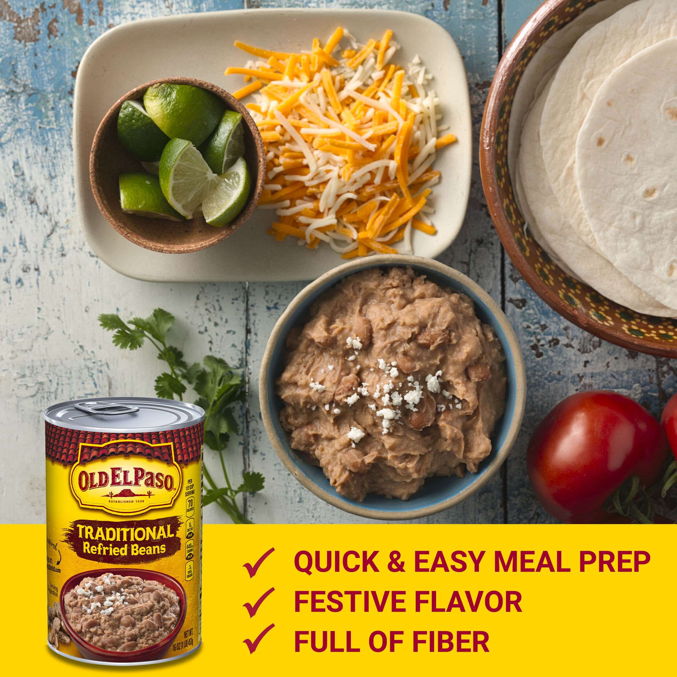 Old El Paso Traditional Canned Refried Beans, 1 Can, 16 oz thumbnail 3