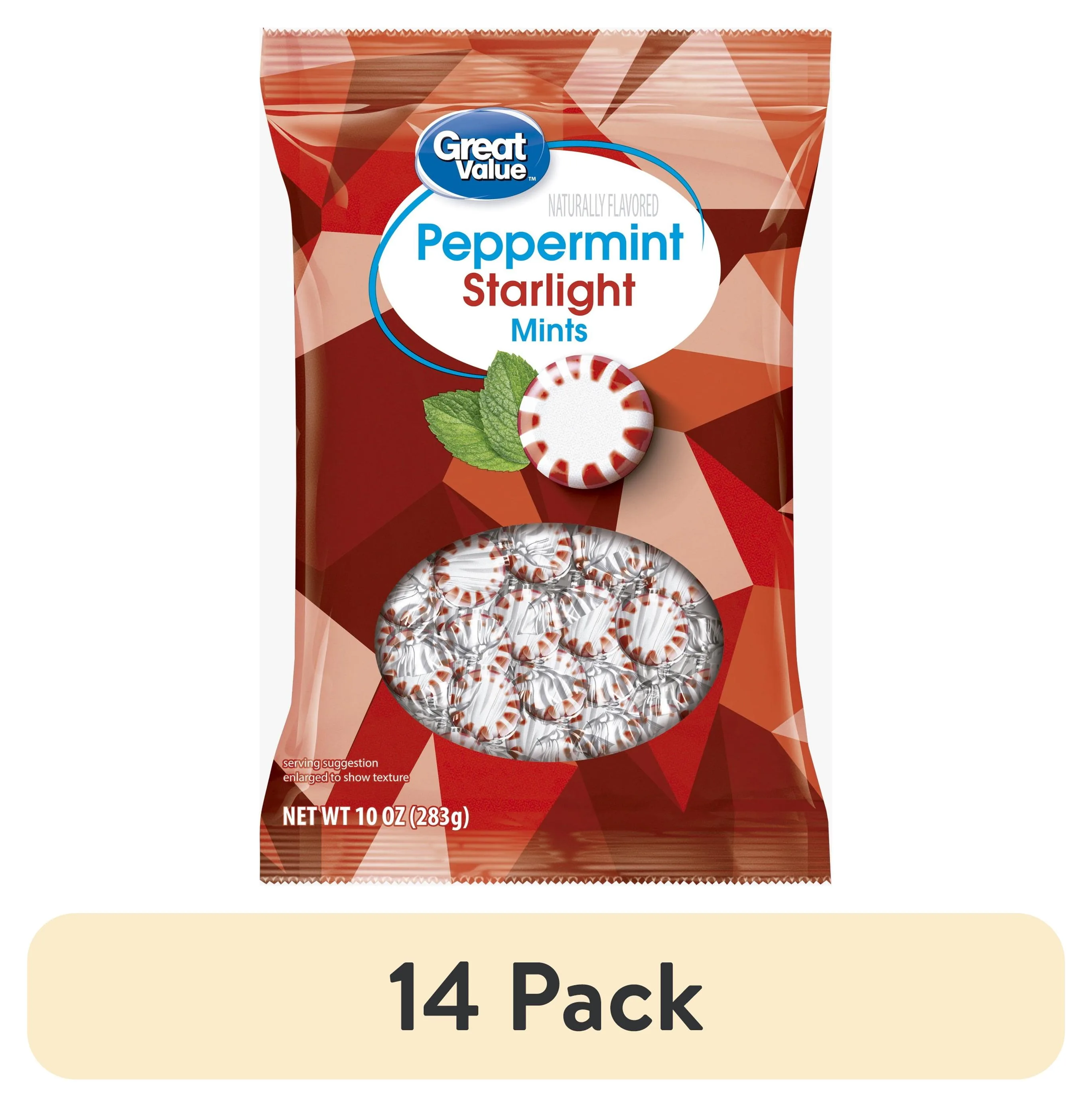 (14 pack) Great Value Peppermint Starlight Mints Hard Candy, 10 oz
