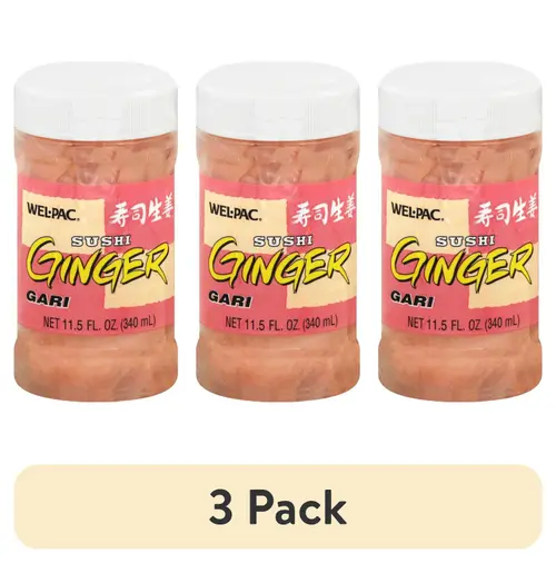 (3 pack) Wel-Pac brand Sushi Ginger, 11.5 OZ, in a plastic jar
